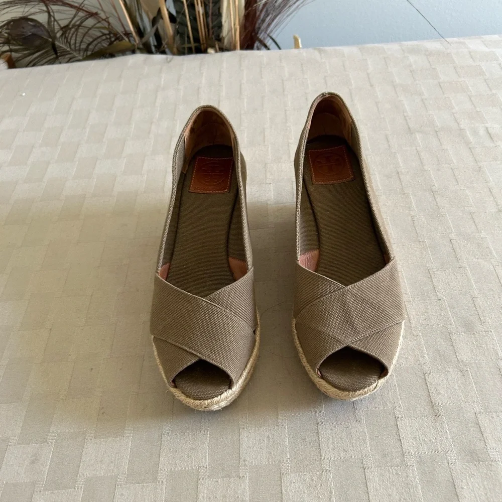 Tory Burch Filipa Cris’s Cross Espadrilles Platform Wedge Pumps